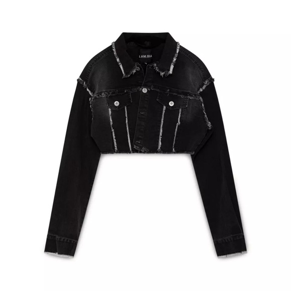 I AM GIA Black Denim Cropped Jacket - Picture 1 of 8